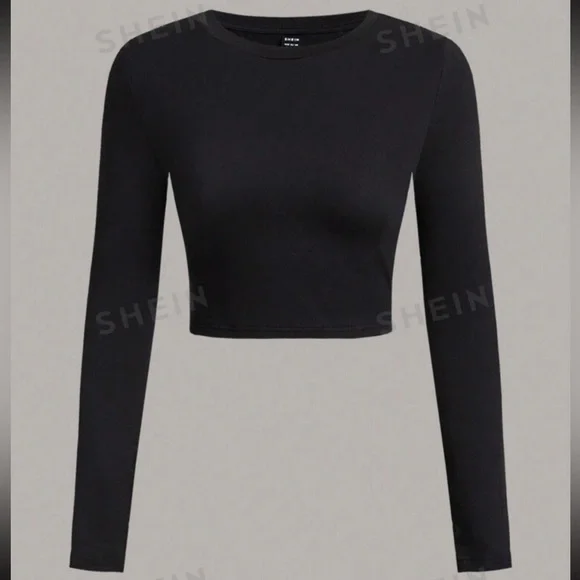 Shein long sleeve crop top Size L NWT - Picture 2 of 2